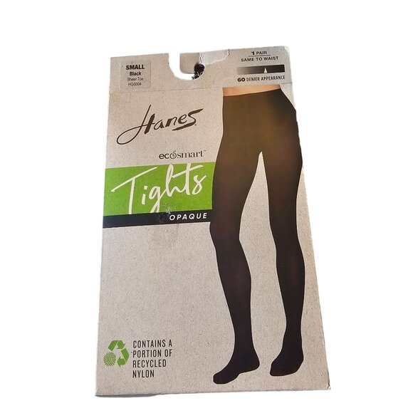 NWT Hanes Women's Ecosmart Opaque Tights sheer toe size Small - Picture 1 of 4
